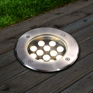 Luz de piso LED redonda à prova d'água para parques, embutid